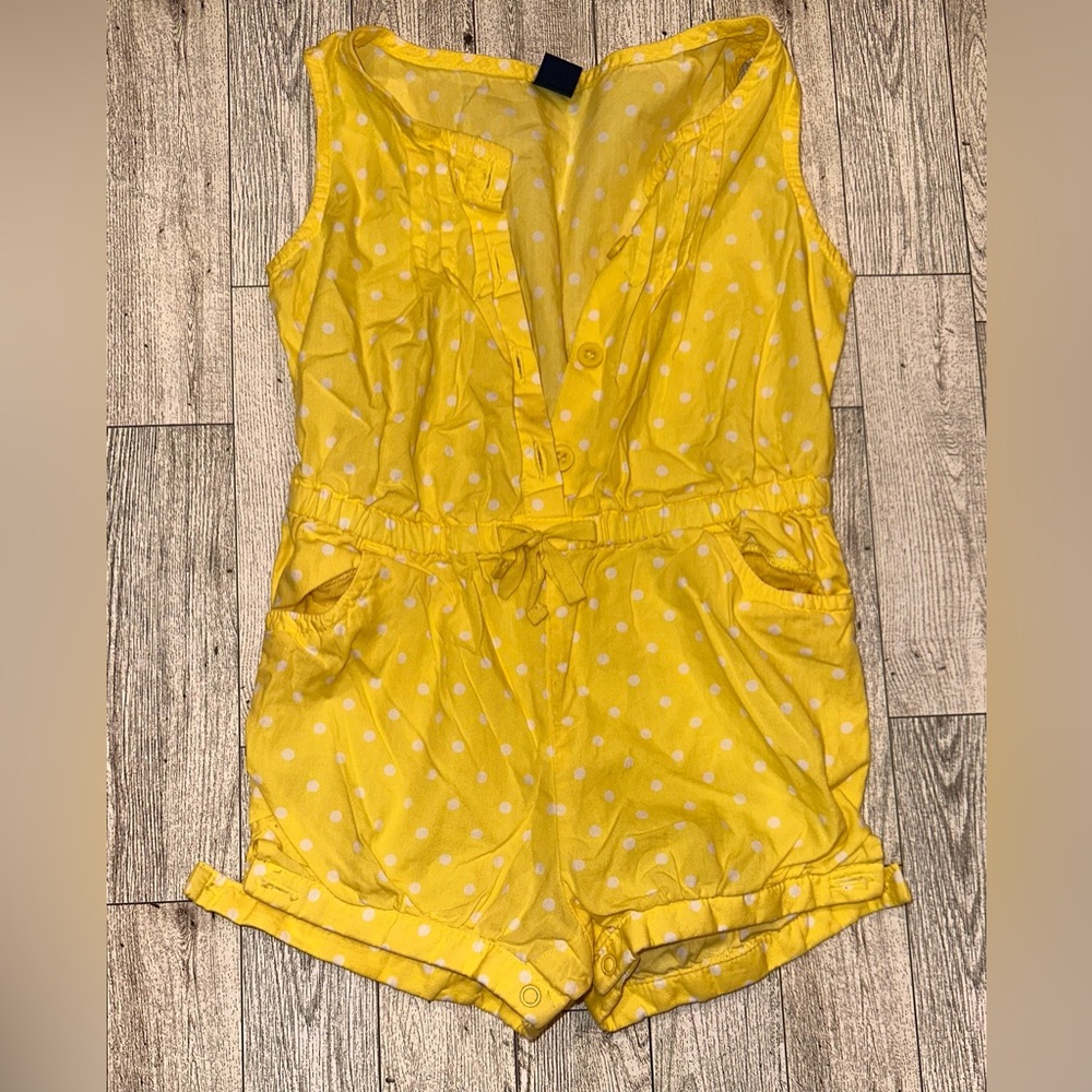 Yellow Polka Dot Kids Romper -2T